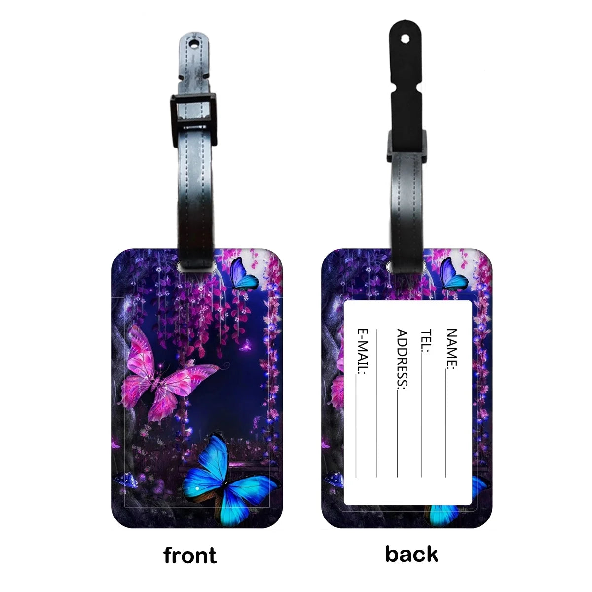 Women love Butterfly Luggage Label Travel Luggage Tag Girls Suitcase ID Address Holder Baggage Boarding Portable Suitcase Ticket