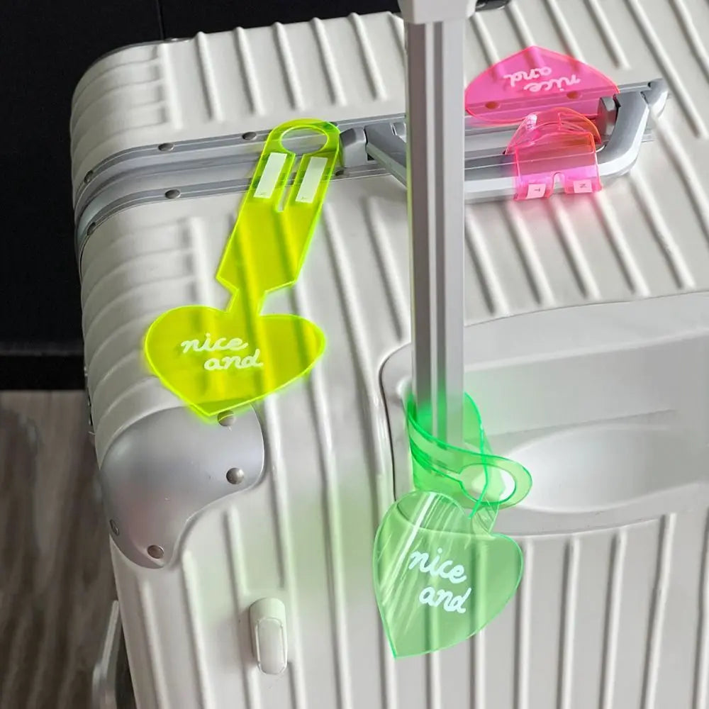 Colorful Love Shape Luggage Tag Anti Loss Boarding Pass Fluorescent Baggage Tag Airplane Suitcase Tag