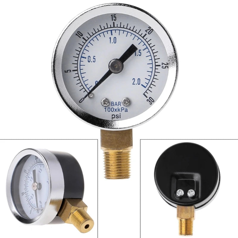 Utility Pressure Gauge 0-30psi 0-2bar Low Pressure Hydraulic Gauge Dual Scale Pressure Gauge 1/8" BSPT thread for Fuel