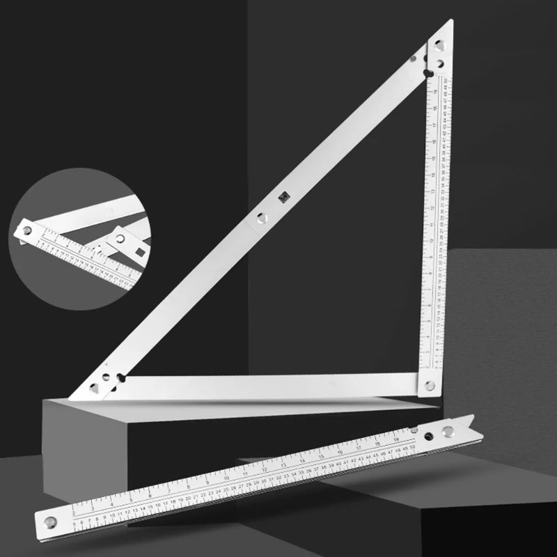 45 Degree Foldable Aluminum Alloy Angle Ruler, Carpenter Square for TRIANGLE Ruler Angle Measurement Tool Professional