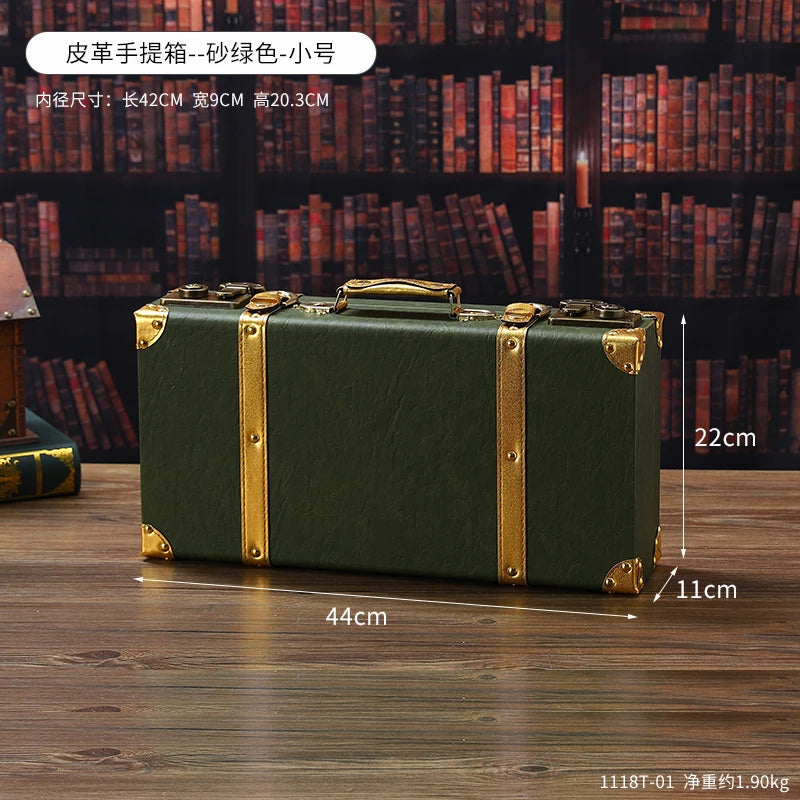 Customized Luxury Vintage Trunk Suitcase Red Travel Leather Luggage Valises Fashion Large Capacity Clothes Storage Prop Box