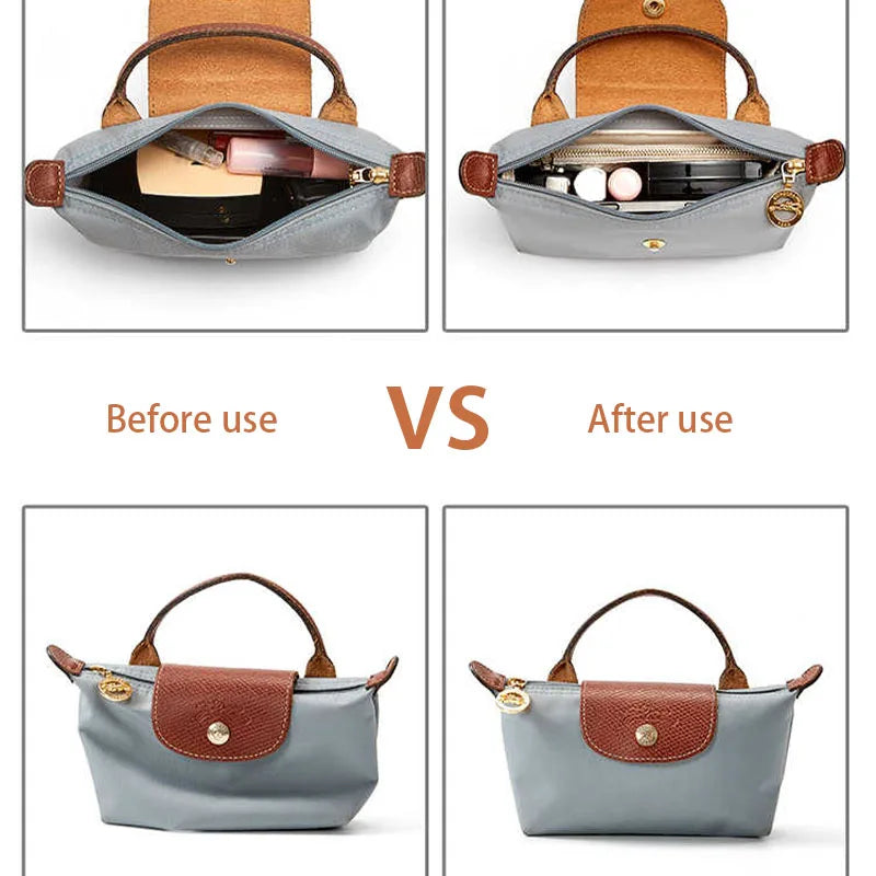 Nylon Insert Bag Organizer Set Insert For Handbag For Longchamp Mini Tote Bag Without Punching Bag Strap Leather Bag Accessories