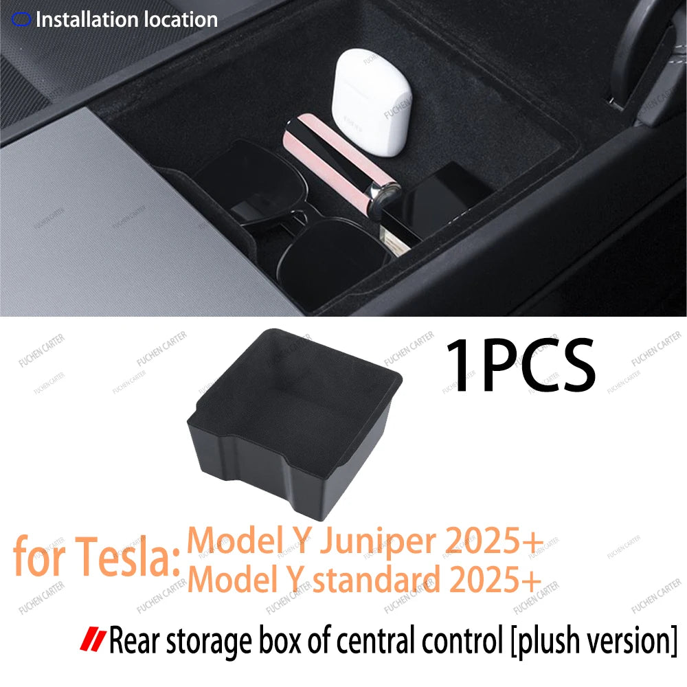 For Tesla Model Y Juniper 2025& Standard 2025+ Console & Armrest Hidden Storage Box Cup Holder Console Organizer Box Accessories