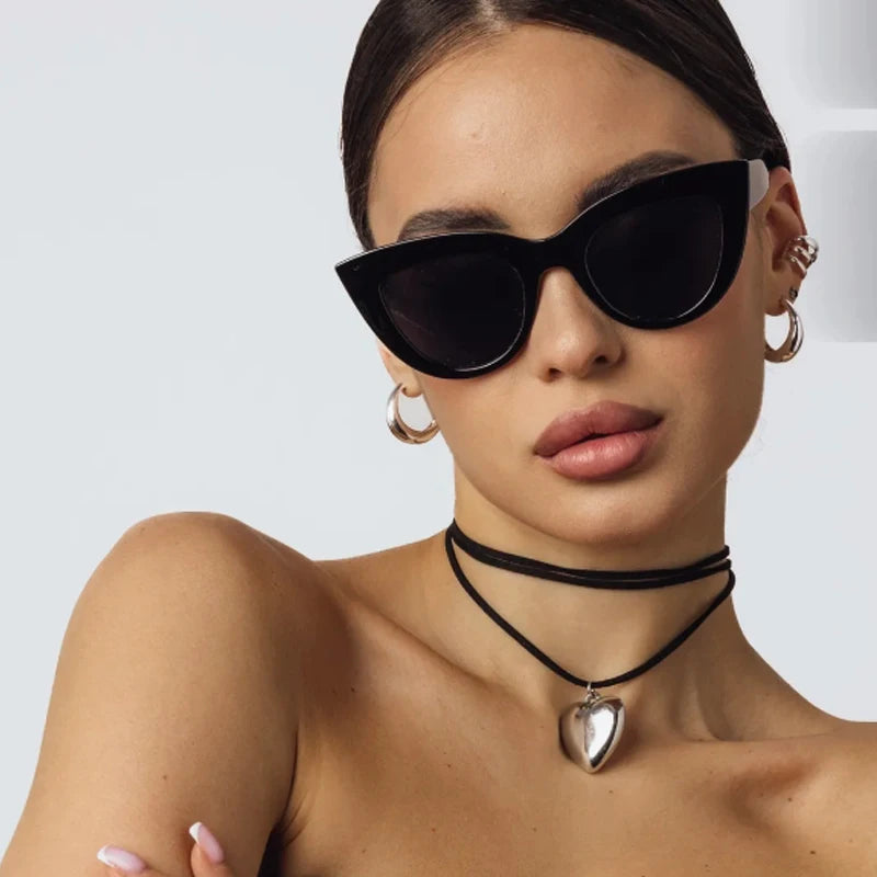 Hiking 2pcs Fashion Cat Eye Anti Light Glasses Woman Vintage Large Frame Gradient Design Glasses for Female UV400 Eyewear