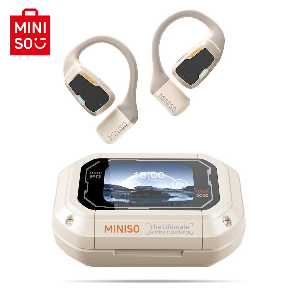 AI MINISO M98 Wireless Headphones OWS Sports Bluetooth Earphones Gaming Headset AI Translator Earbuds APP LCD Touch Screen IPX5