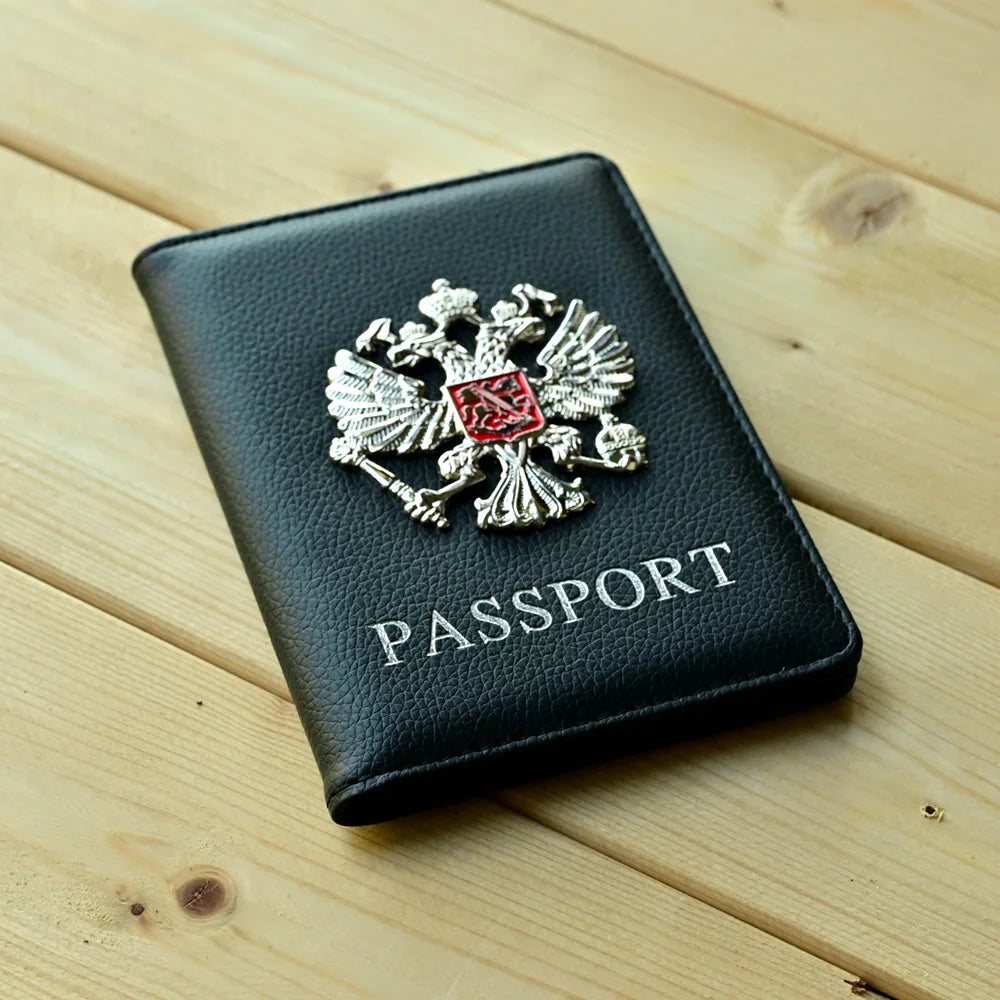 Metal Russian National Emblem Passport Cover Fashion Travel Wallet Passport Bag Travel Document Organizer Passports Clip