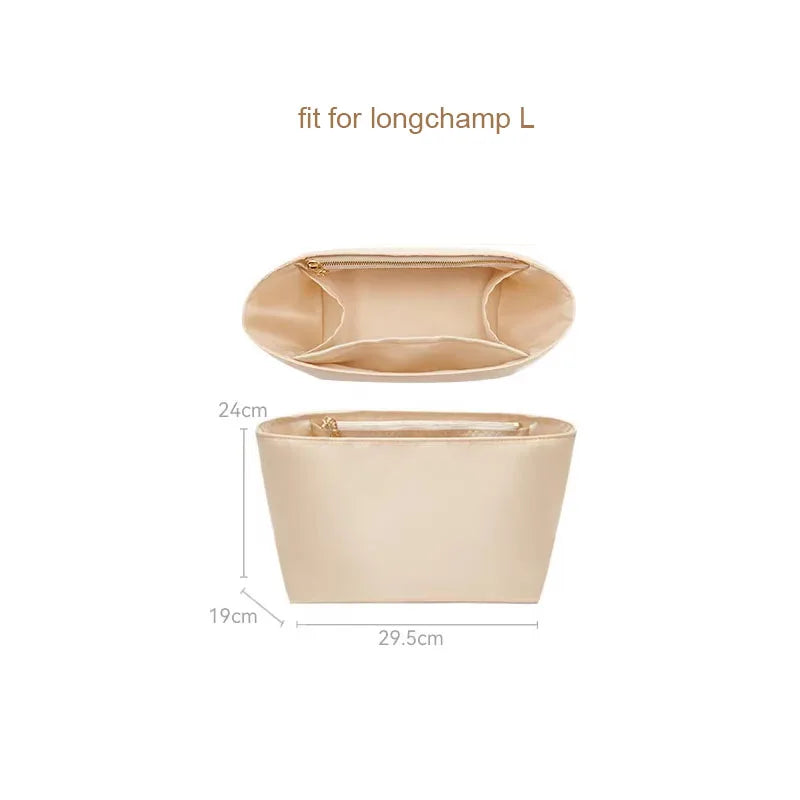 Nylon Insert Bag Organizer Set Insert For Handbag For Longchamp Mini Tote Bag Without Punching Bag Strap Leather Bag Accessories