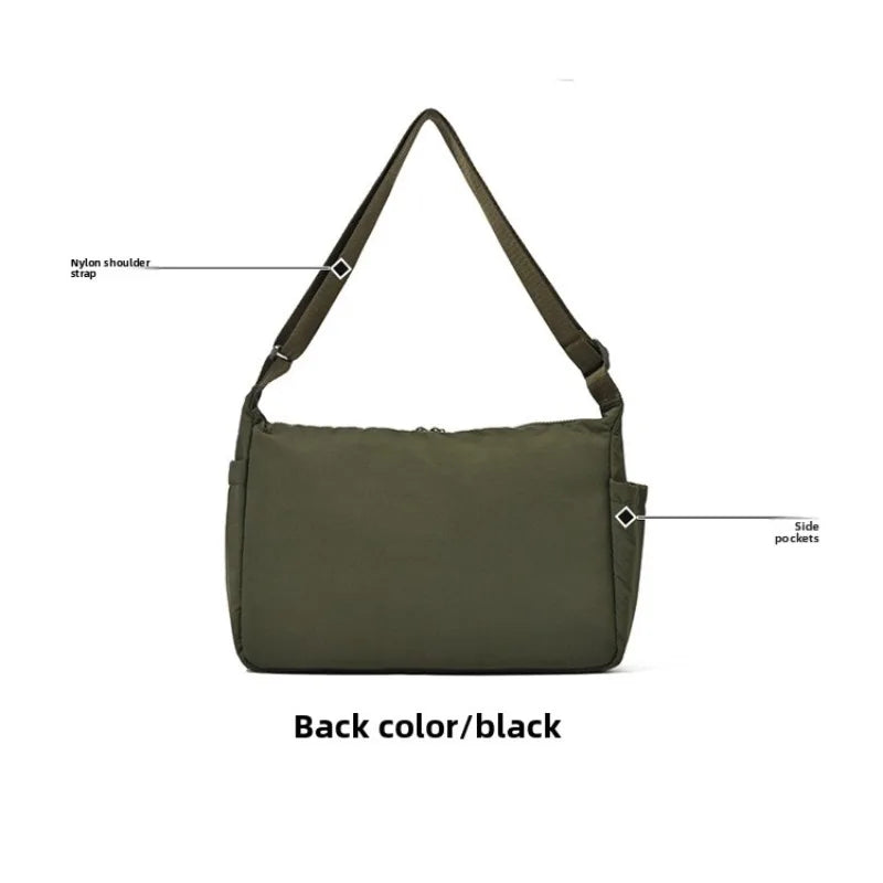 Waterproof Nylon Crossbody Bag, Multi Zipper Casual Shoulder Pack,Adjustable Strap Large Capacity Satchel for Men Women Commute