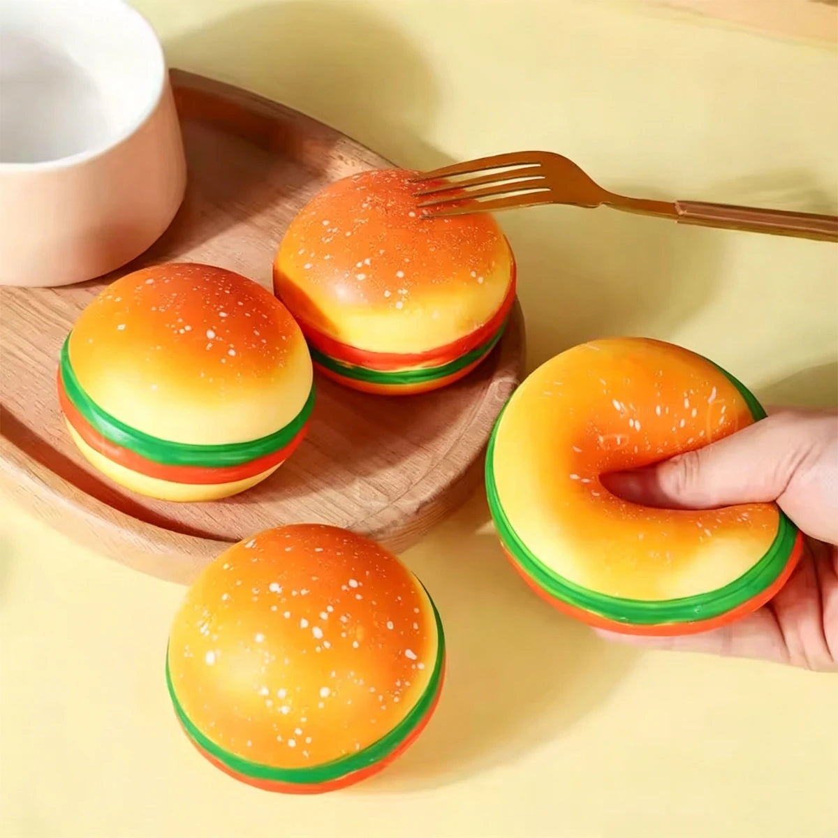 1/2/3Pcs Squishy Hamburger Stress Ball Autism Sensory Toy Stress & Anxiety Relief Toys Pinch Decompression Toy Party Gifts