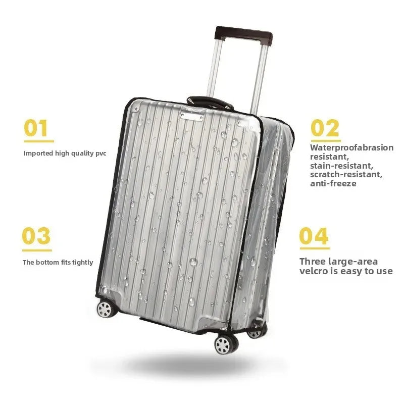 Suitcase Cover for 18-30" Luggage TSA Approved Clear PVC Thickened Protective Sleeve Waterproof Cover for Wheeled Luggage
