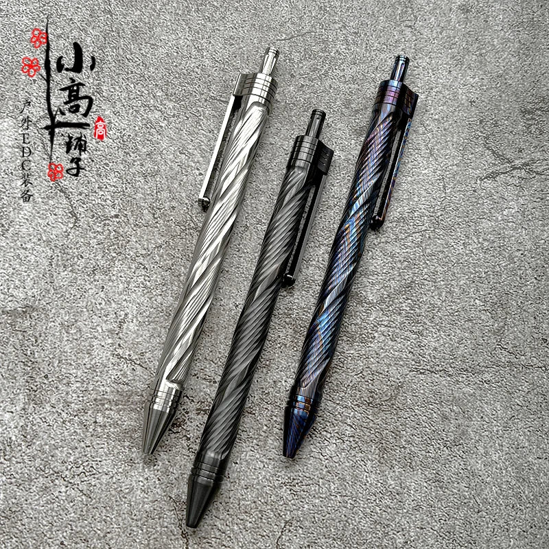 Zirconium Titanium Damascus Click Pen Tactical Pen EDC Portable Signing Premium Business Pen Stationery