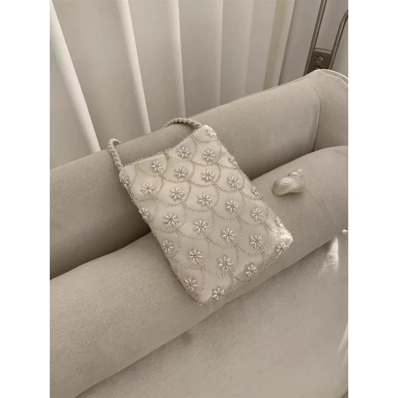 2026New high-end beaded embroidered bag, sweet and elegant party bag, evening dress bag, single shoulder crossbody bag for women