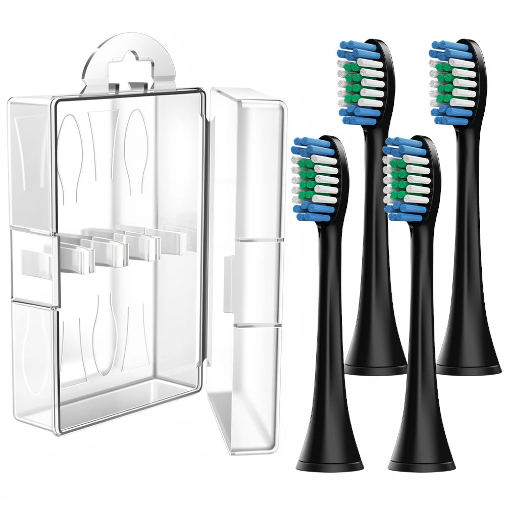 Toothbrush Head Travel Box & 4x Replacement Brush Heads Compatible with Philips Sonicare Electric Toothbrush, for 4100 2100 5300
