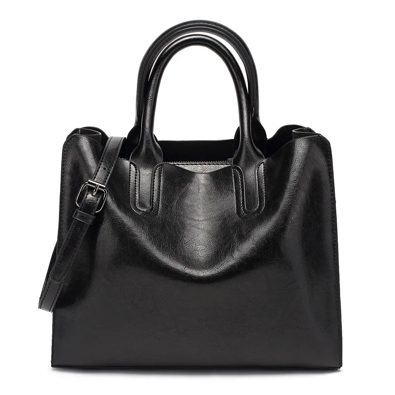 Vintage OIL SKIN pu Leather Casual Crossbody Bag women Big bags High Quality Tote Women's Handbags Shoulder Messenger Bags sac