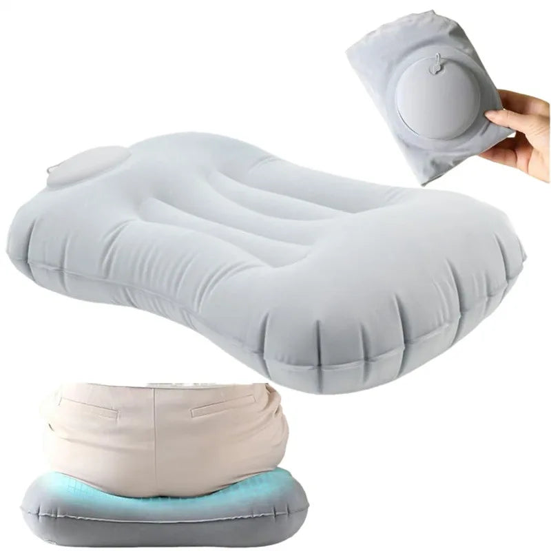 Car Portable Neck Protection U-shaped Compression Inflatable Pillow, Outdoor Nap, Camping, Travel Flocking PVC Airplane Pillow