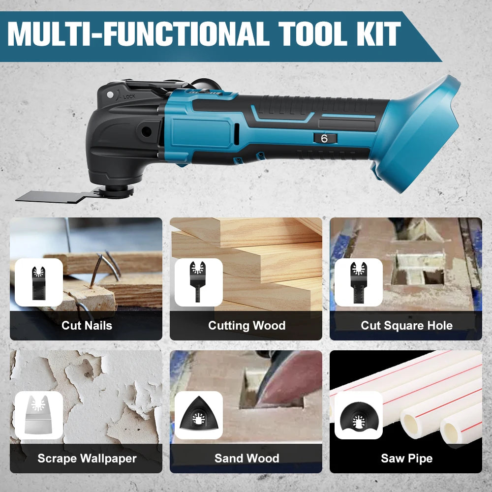Synxiter Oscillating Multi Tools For Makita 18V Battery 6 Gears Electric Cutting Wood Speed Trimmer Saw Renovation Power Machine
