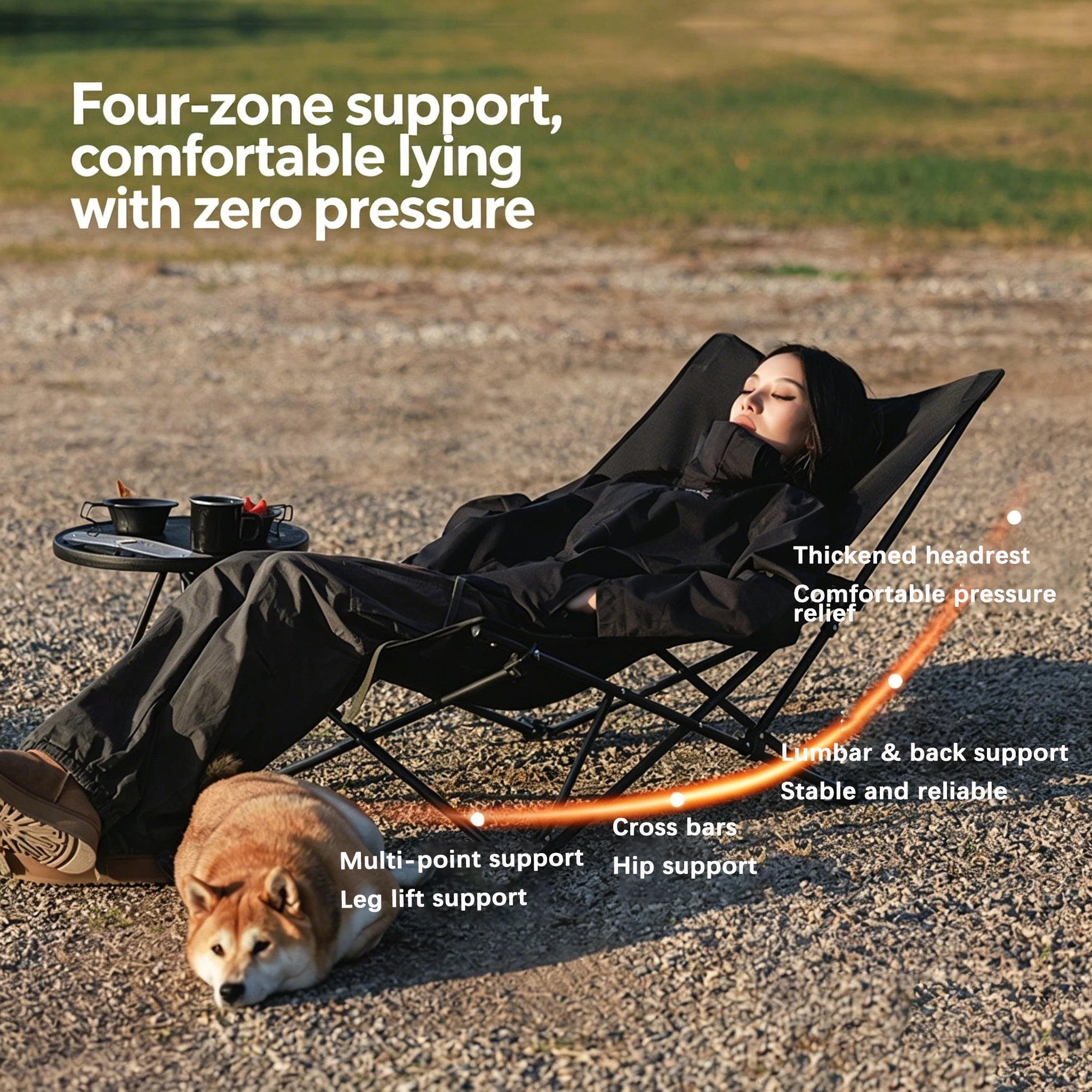 Blackdog Camping Chair With Pillow Lounge Office Nap Home Use Recliner Outdoor Foldable Beach Fishing Tourist Chairs