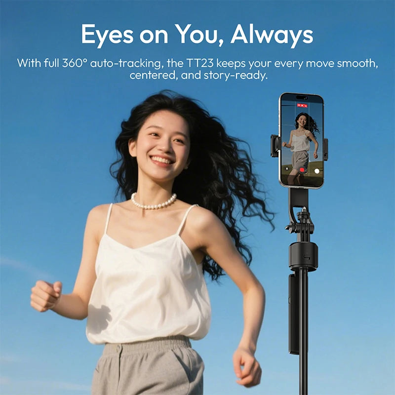 Ulanzi TT23 1.63M Auto Tracking Selfie Stick Quad-Leg Phone Tripod Stand with 10M Remote Control Gesture Control for Camera Vlog