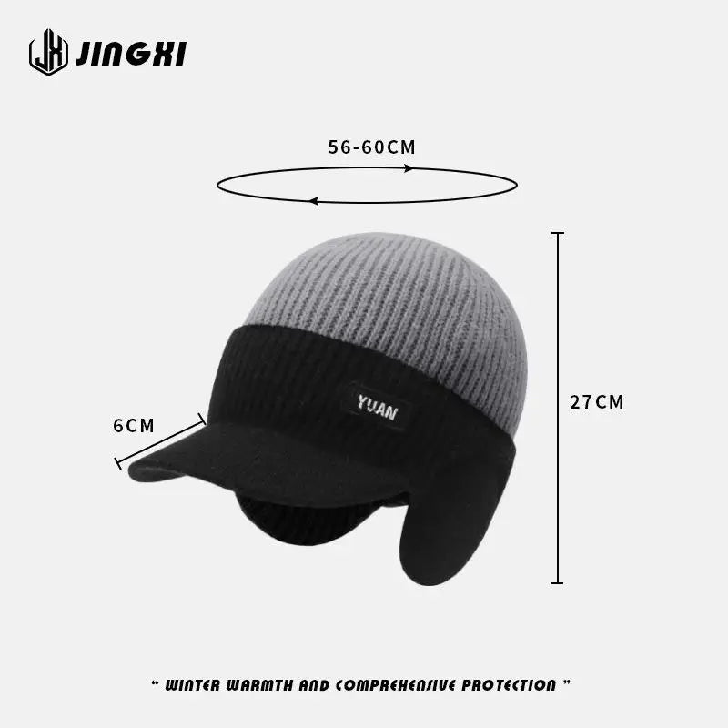 Winter Thermal Knitted Baseball Cap Outdoor Ear Protection Warm Bicycle Knitted Cap Thickened Windproof Visors Baseball Cap