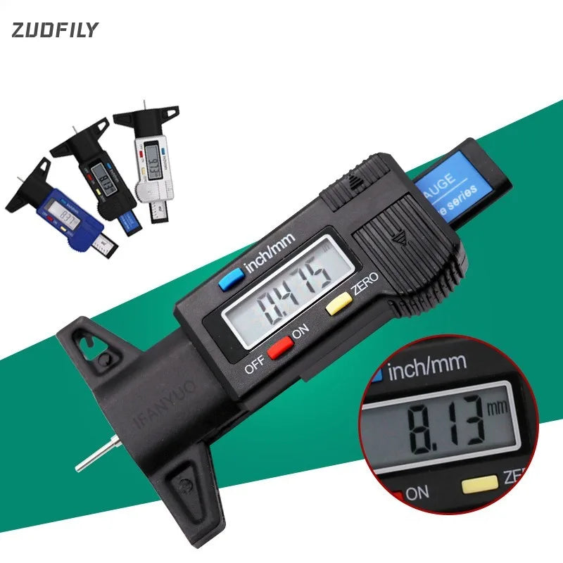 Digital Car Tyre Tire Tread Depth Gauge Meter Measurer Tool Caliper Thickness Gauges Tread Brake Pad Shoe Tire Monitoring System
