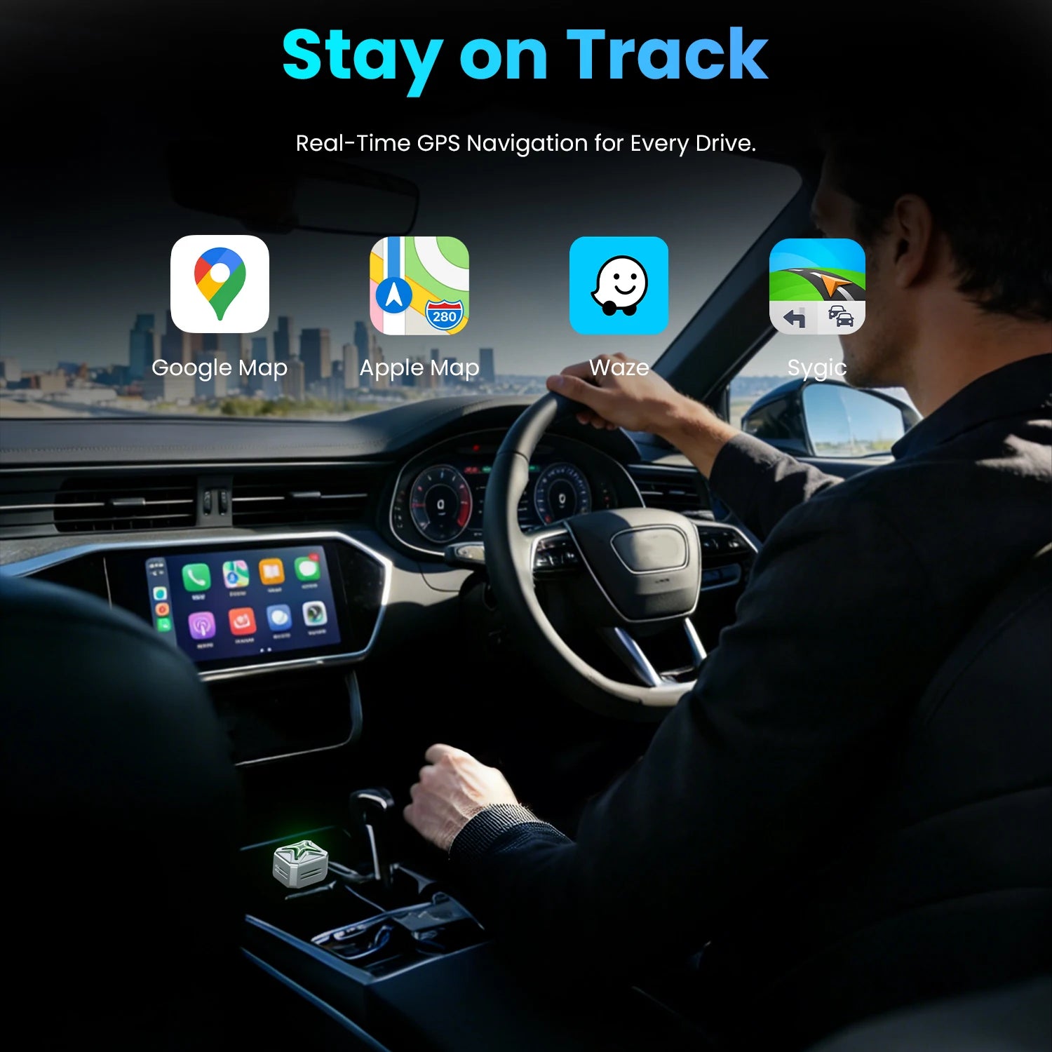 2 IN 1 Wireless CarPlay Adapter, Wired to Wireless carplay Adapter, High-Quality Car Accessory Smart Box 5GHz WiFi Type-C/USB-A