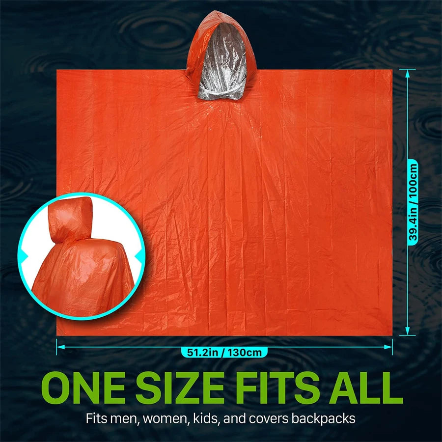 3/5-Pack Emergency Poncho Set - Waterproof,Thermal,Ultra-Lightweight,and Durabl,Ideal for Outdoor Enthusiasts,Hikers,and Campers