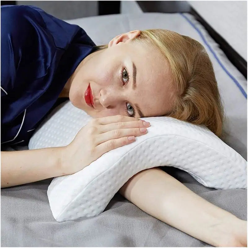 1pc Memory Couple Pillow Arm Pillow Slow Rebound Pressure Ergonomic Support Neck Pillow Soft Foam Travel Arched Shaped U Pillow