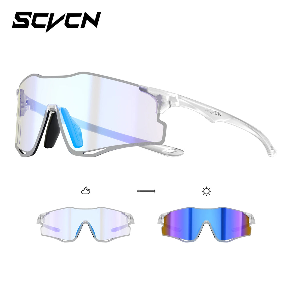 SCVCN Outdoor Photochromic Running Sunglasses Men Women Marathon Ultralight Glasses Sports Cycling Bicycle UV400 Hiking Eyewear