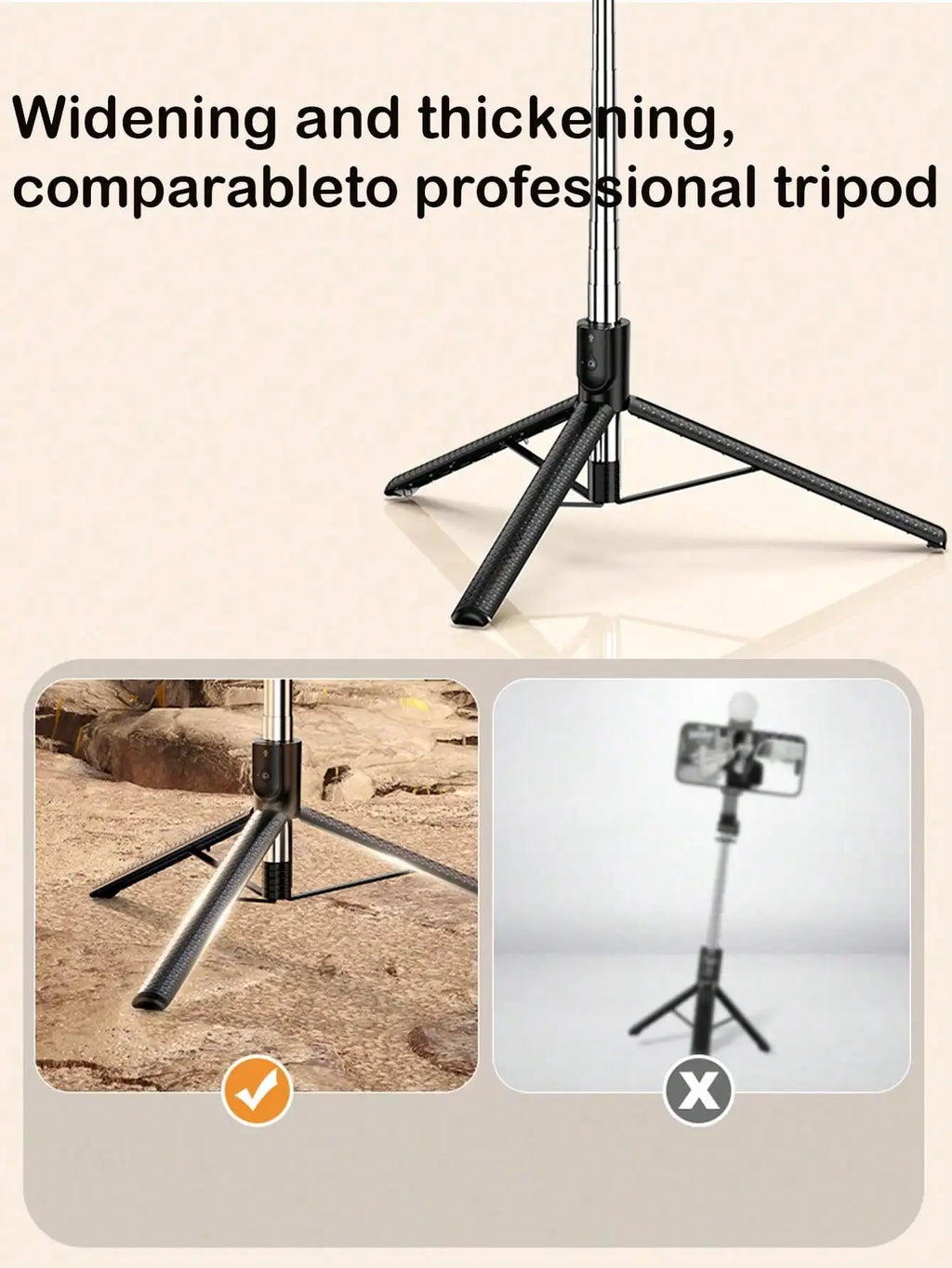 1.7M/66.9In Selfie Stick Tripod with Fill Light, Wireless Bluetooth Remote Control Aluminum Alloy Phone Stand, Foldable Portable Cell Phone Holder for Live Streaming Travel Group Photos