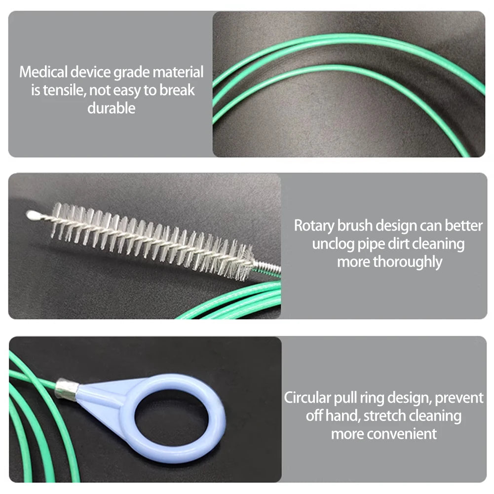 3/5m 1/3Pcs Drain Hole Cleaning Brush Flexible Car Drain Dredge Sunroof Cleaning Scrub Brush Tool Skylight Drain Pipe Brush