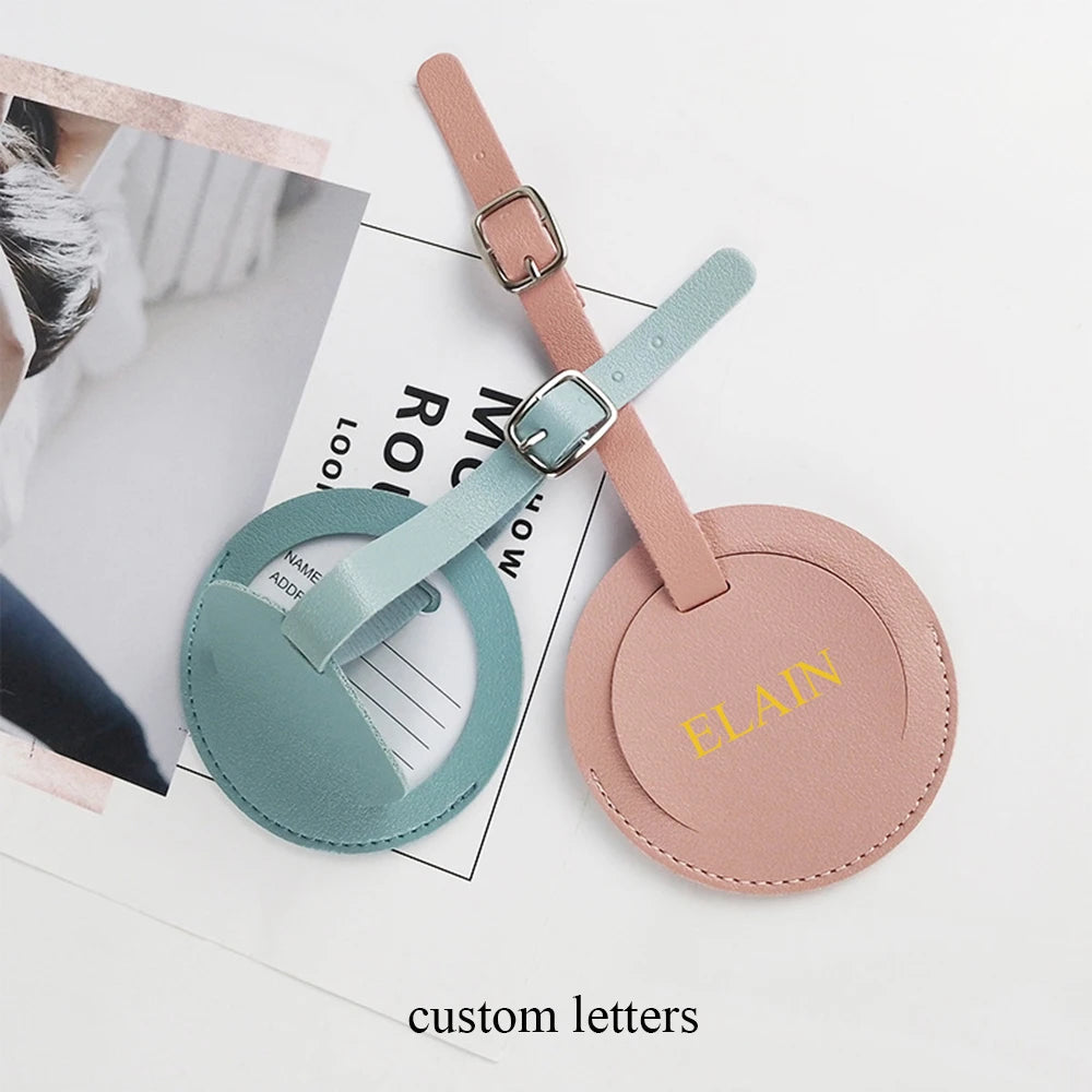 Fancy Lovely Round Luggage Tag Custom Letters Popular Travel Accessories Suitcase Baggage Card Tag DIY Personalize Initials Gift