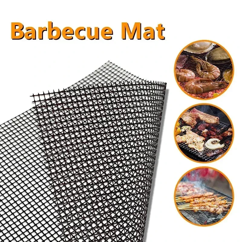 Non-Stick Grid Shape BBQ Mat Cooking Grilling Sheet Liner Fish Vegetable Smoker Grill Mats Barbecue Supplies Tools