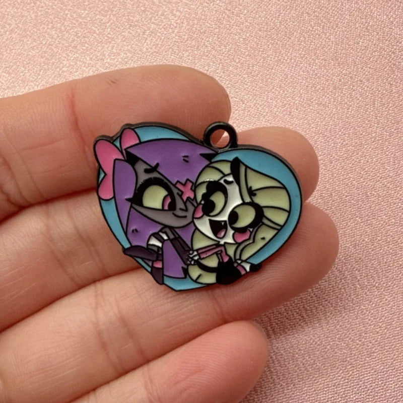 11pcs Cartoon Anime Pendant Alloy Drip Oil DIY Bag Phone Chain Pendant Bracelet Necklace Accessories