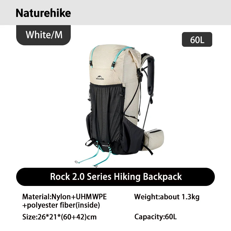 Naturehike Rock 2.0 Outdoor 30L 45L 60L Frame Backpack Travel Large Capacity Hiking Waterprof Mochila Aluminum Rain Cover Climb