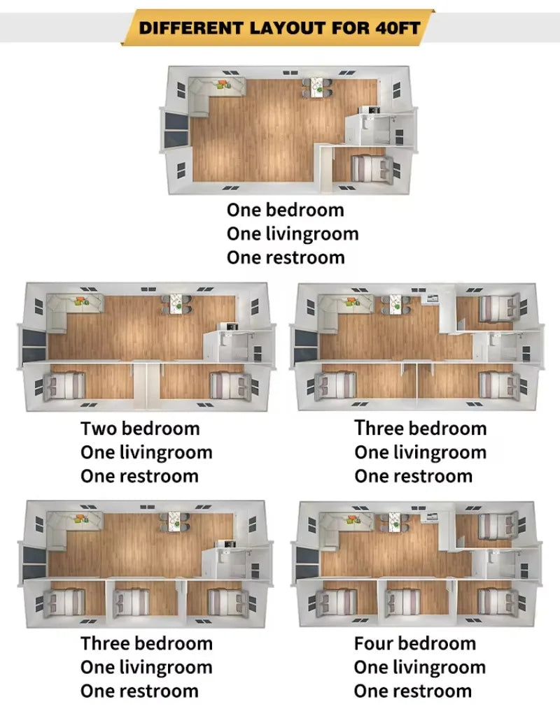 Customized Prefab Concrete House Hurricane Proof Cheap Prefabricated Portable House 2 Bed Room Expandable Container Home