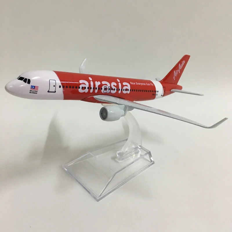 JASON TUTU 16cm Air Asia Plane Airplane Model Aircraft Model Diecast Metal 1/400 Scale Planes