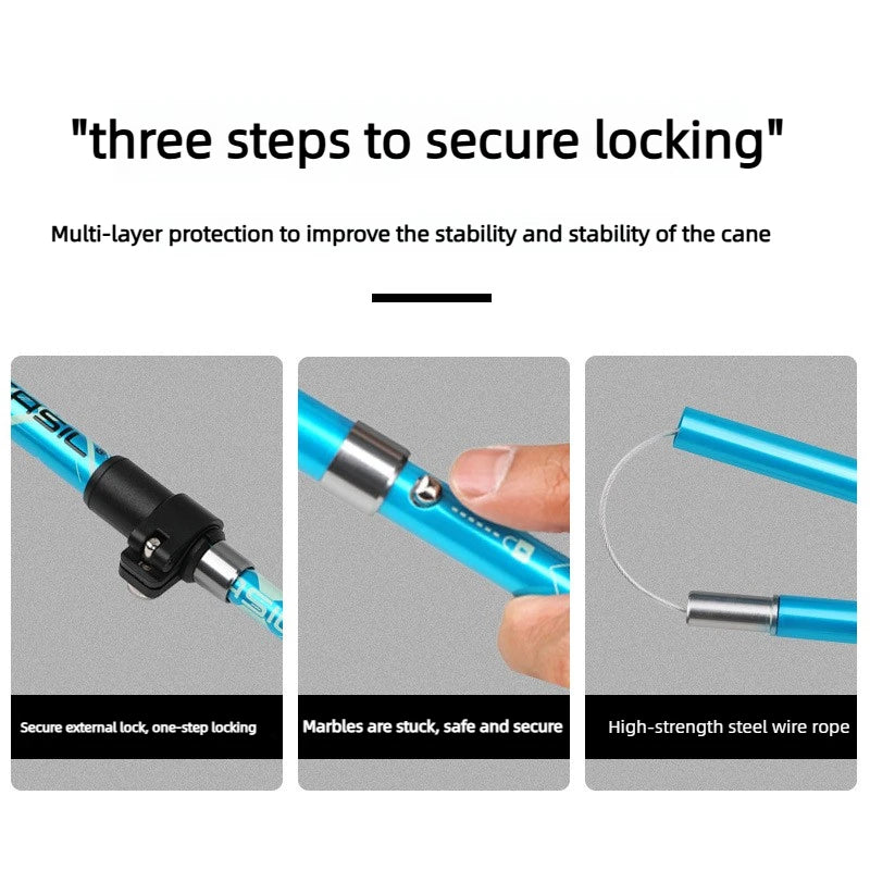 2PCS Trekking Poles Ultralight Hiking Stick Collapsible Folding Walking Cane Set Adjustable Camping Equipment Lightweight