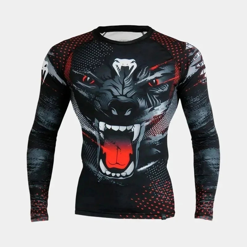 Sports Compression Long-Sleeve Top Breathable Quick-Dry for Fitness Training Fighting MMA-