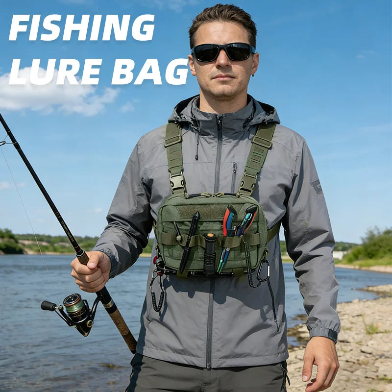 Tactical Camping Vest for Men Fishing Lure Tackle Backpack Outdoor Sports Climbing Hiking Mountainnering Gym Travel Camo Pack