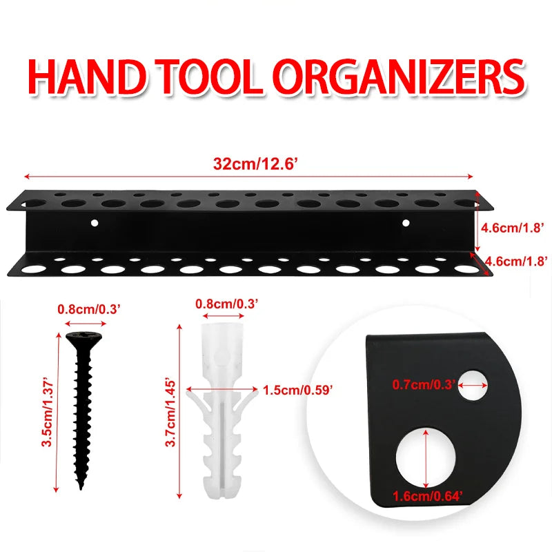 Screw Organizer Wall Mount 23-hole Screwdriver Storage Rack Manual Tools Holder Hammer Rack Pliers Hardware Tool Organizer