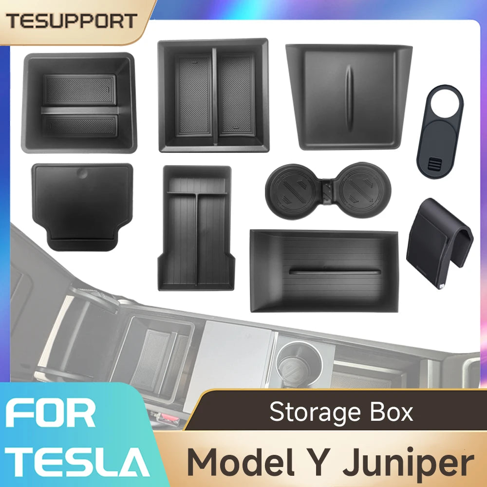 Storage Box for Tesla Model Y Juniper Accessories Center Console Trays for Tesla Model Y Juniper 2025-2026 Webcam Cover