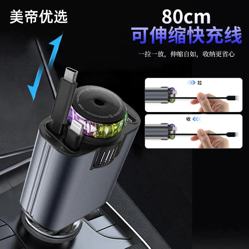 car charger super fast charging cable Apple 15 Huawei cigarette lighter conversion one to three fast charging data cable