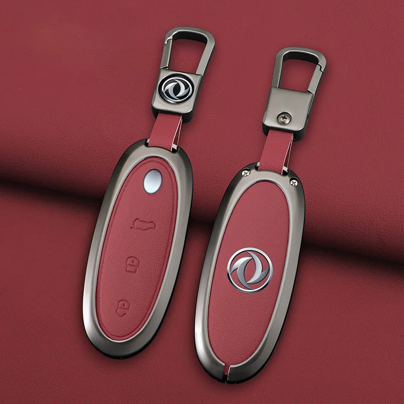 3 Buttons Zinc Alloy + Leather Car Key Case Cover Shell Skin Holder For 2024 Dongfeng NAMMI 01 new Energy Remote Key Protection