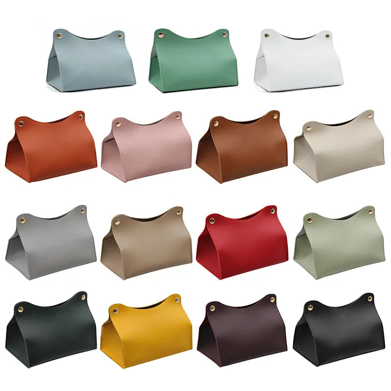 Car Tissue Box Holder  Leather Car Center Console Armrest Napkin Box Sun Visor Backseat Tissue Case