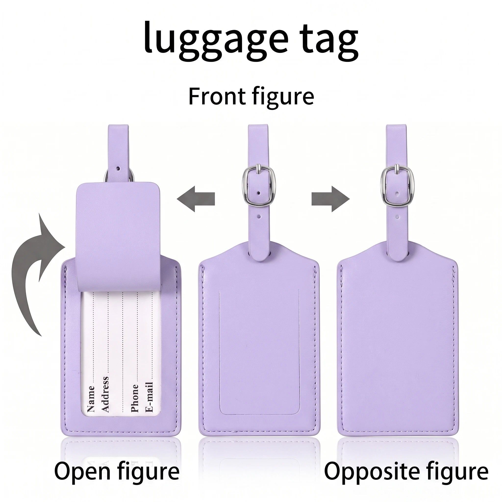 3/5/8/10PCS PU Leather Privacy Luggage Tag Adjustable Metal Buckle Anti-lost Suitcase ID Name Label Colorful Travel Baggage Tags