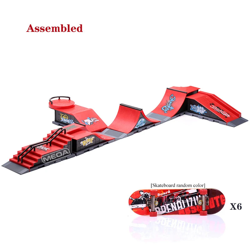 10 In 1 Finger Skateboards DIY Skate Park Ramp Parts Tech Deck Scene Venue Combination Set For Children Indoor Home Toys