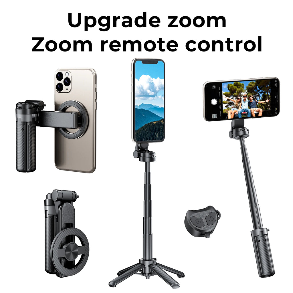 Upgrade Magnetic Phone Holder 360° Rotation Pocket Selfie Stick With Bluetooth Focusing Foldable Desktop Stand for Vlog Shooting
