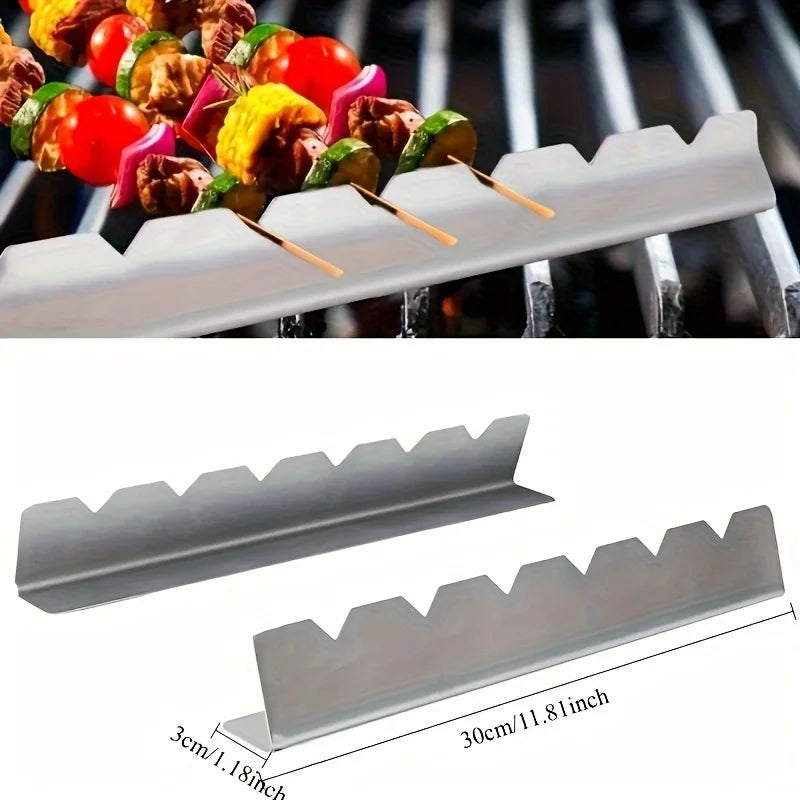Multifunctional Stainless Steel Kebab Rack Barbecue Skewer Stand Warpresistant Kitchen EssentialSuitable Cooking Outdoor Use Cam