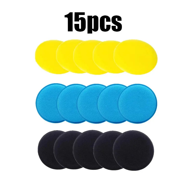 5/15pcs Car Detailing Sponge High Density Foam Applicator Pad Round Polishing Wiping Cleaning Tool For Auto Car Wash Supplies