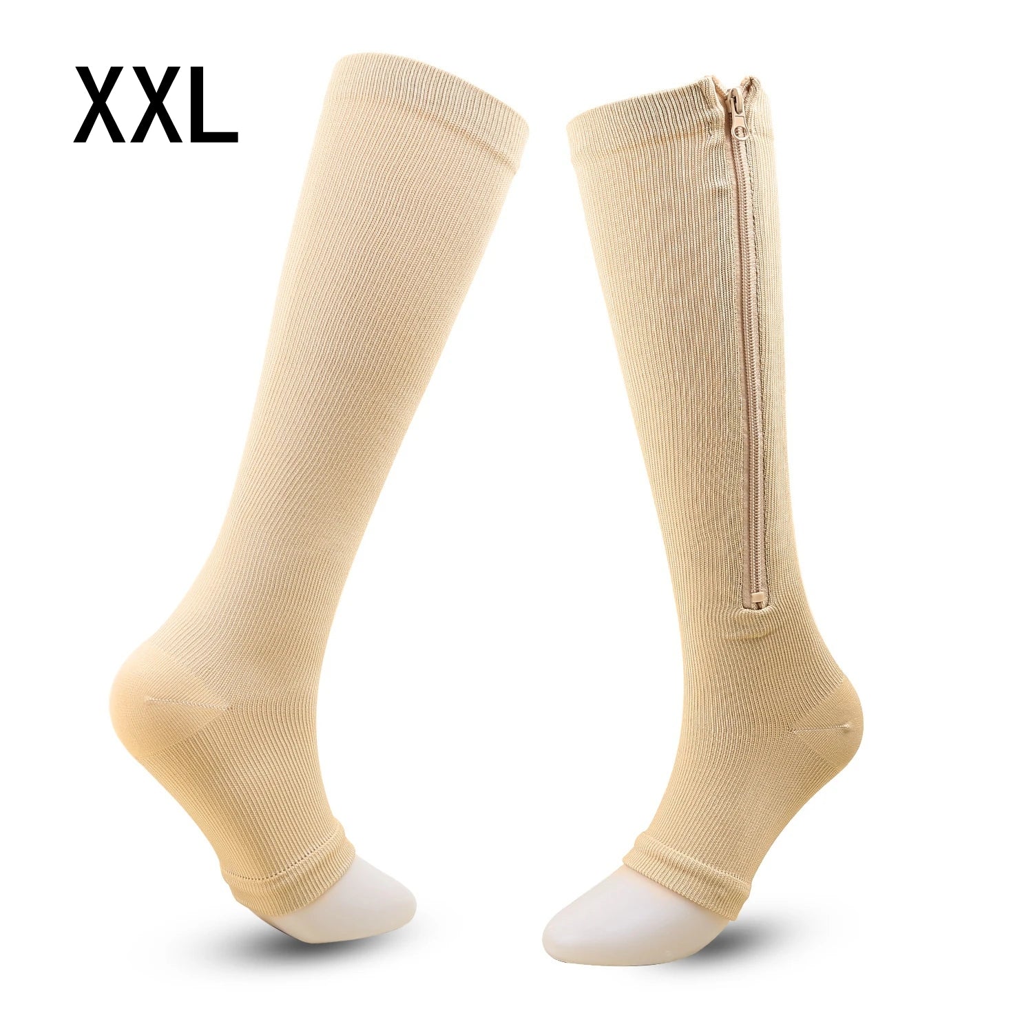 Zipper Compression Socks Women Men High Elasticity Nylon Closed Toe Pressure Stocking For Edema